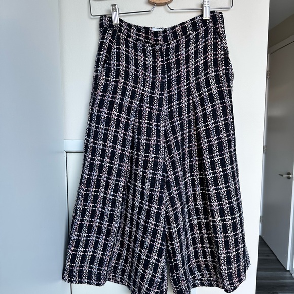 Iris and Ink High Waisted Tweed Pleated Wool Multi Coloured Culottes Size 4 - Picture 2 of 11